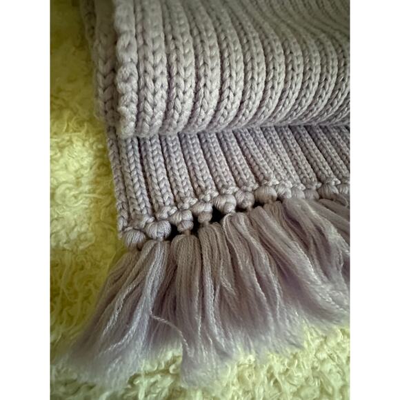 J Crew Wool Scarf Wool new lavender ribbed women’s large fringed - Picture 12 of 16